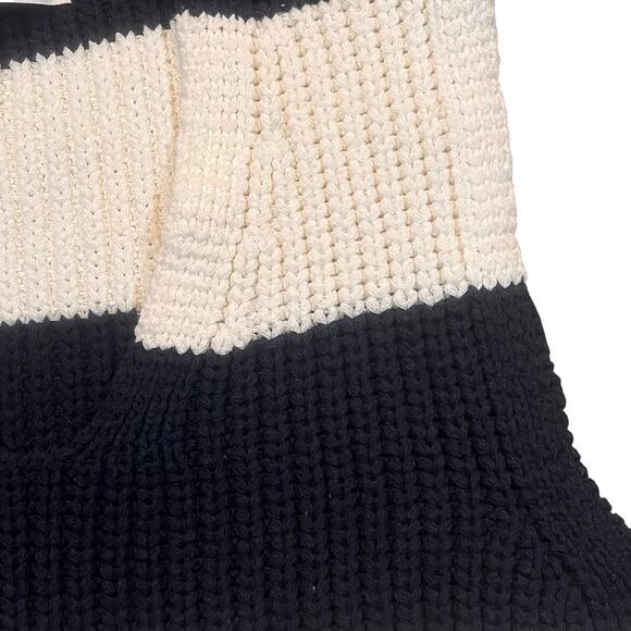 ZARA Women Medium Chunky Academia Artsy Black And White Wide Stripe Sweater Vest - Picture 1 of 6